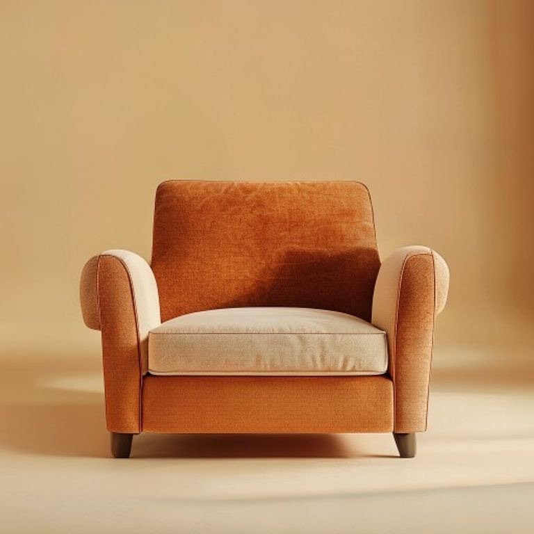 Deccan Armchair with Cushion — Rust & Beige